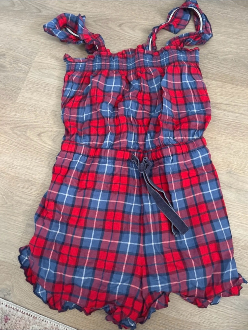 Red and Blue Plaid Romper PJs- Women’s Bottoms